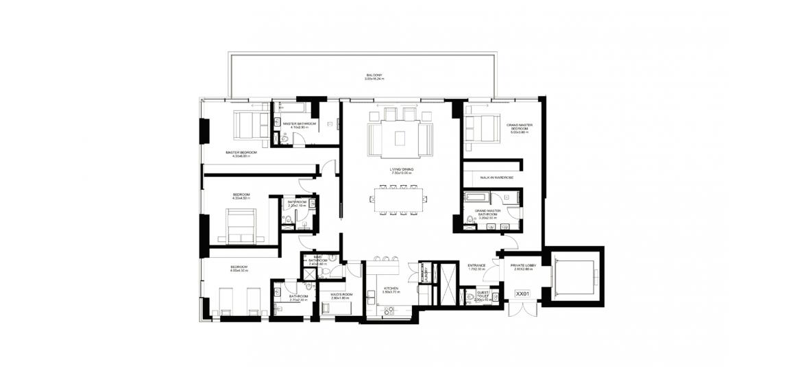 Floor plan «D», 4 bedrooms in 1/JBR