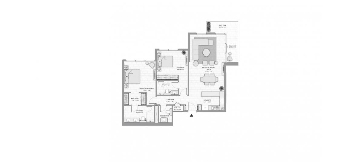 Floor plan «LA VIE 130SQM», 2 bedrooms in LA VIE